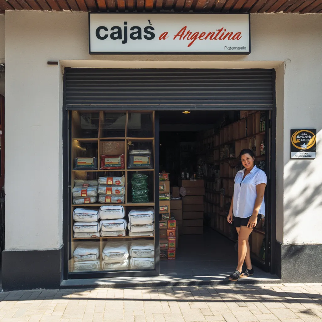Oficina de Cajas a Argentina con paquetes listos para enviar