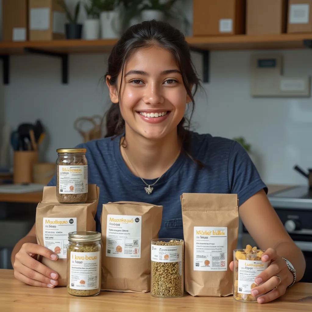 Emprendedor con sus productos