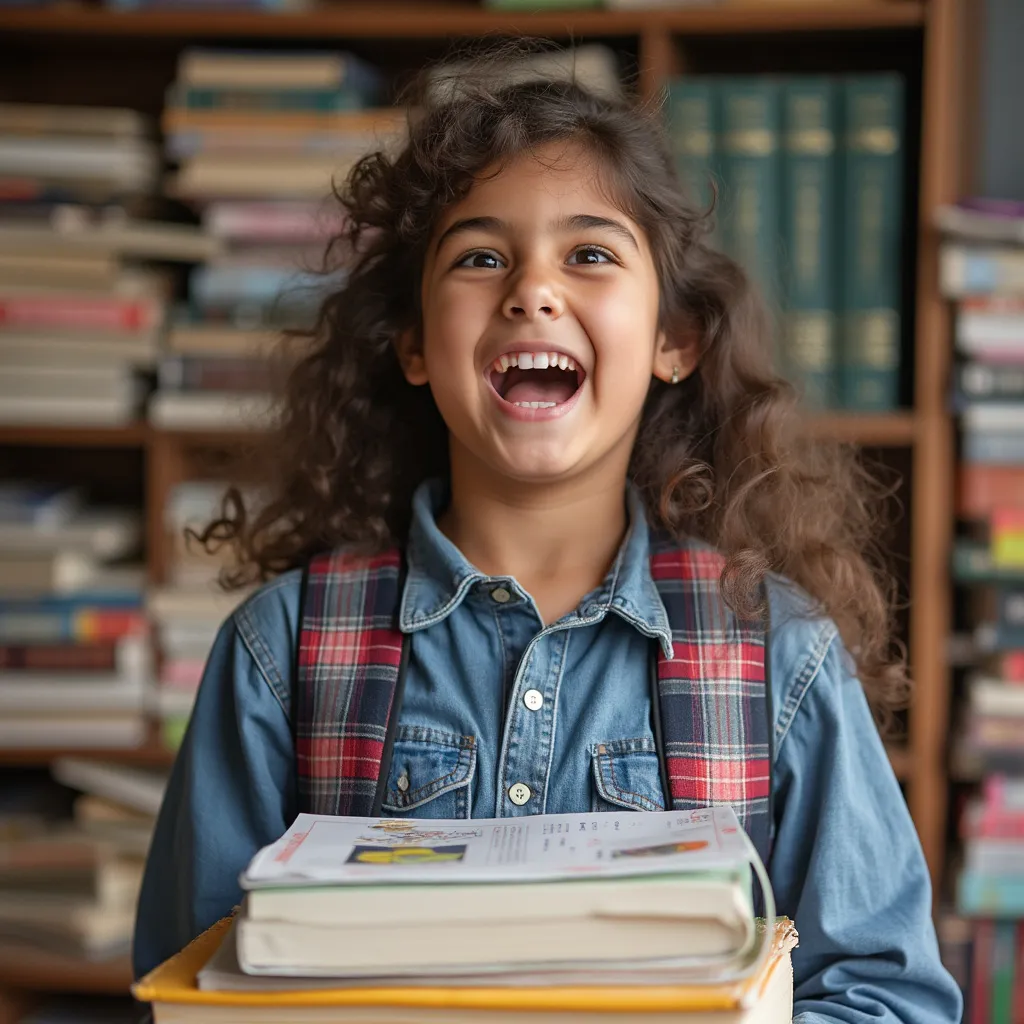 Estudiante con libros enviados